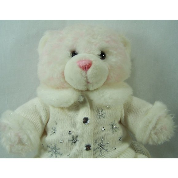 Build A Bear Snowflake Sweater Winter Outfit Pink and White Bear - Picture 13 of 13